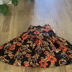 Warm Vibrant Floral A-Line Skirt